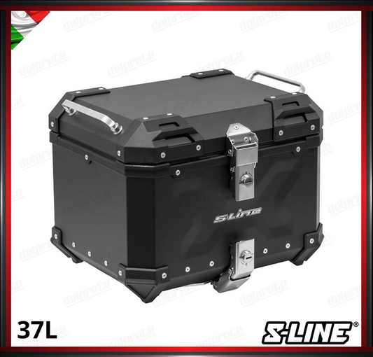 S-LINE - TOP CASE 37 LITRI IN ALLUMINIO COLORE NERO CON PIASTRA