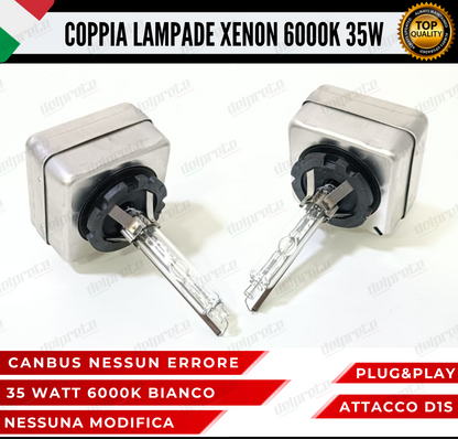 COPPIA LAMPADE XENON D1S 35W LUCE 6000K BIANCO GHIACCIO PER AUTO O CAMION TRUCK