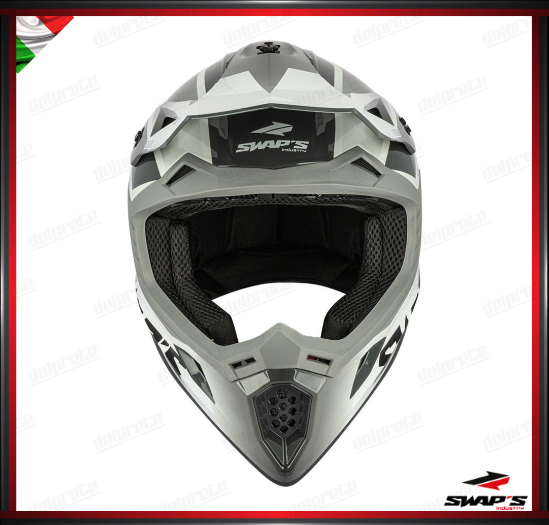 CASCO ENDURO CROSS - SWAPS S818 BIANCO NERO GRIGIO LUCIDO