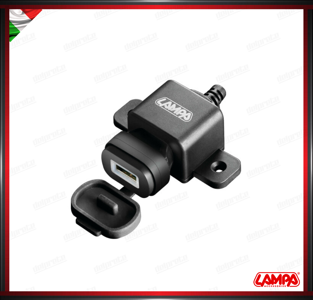 USB FIX OMEGA LAMPA CARICATORE USB MOTO FISSAGGIO CON VITI  - 3000 MA 12/24V