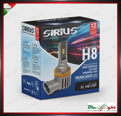 KIT LED H8/H9/H11/H16 SIRIUS 6000K 3400 LUMEN 12V AUTO MOTO - SERIE XL H8 CSP