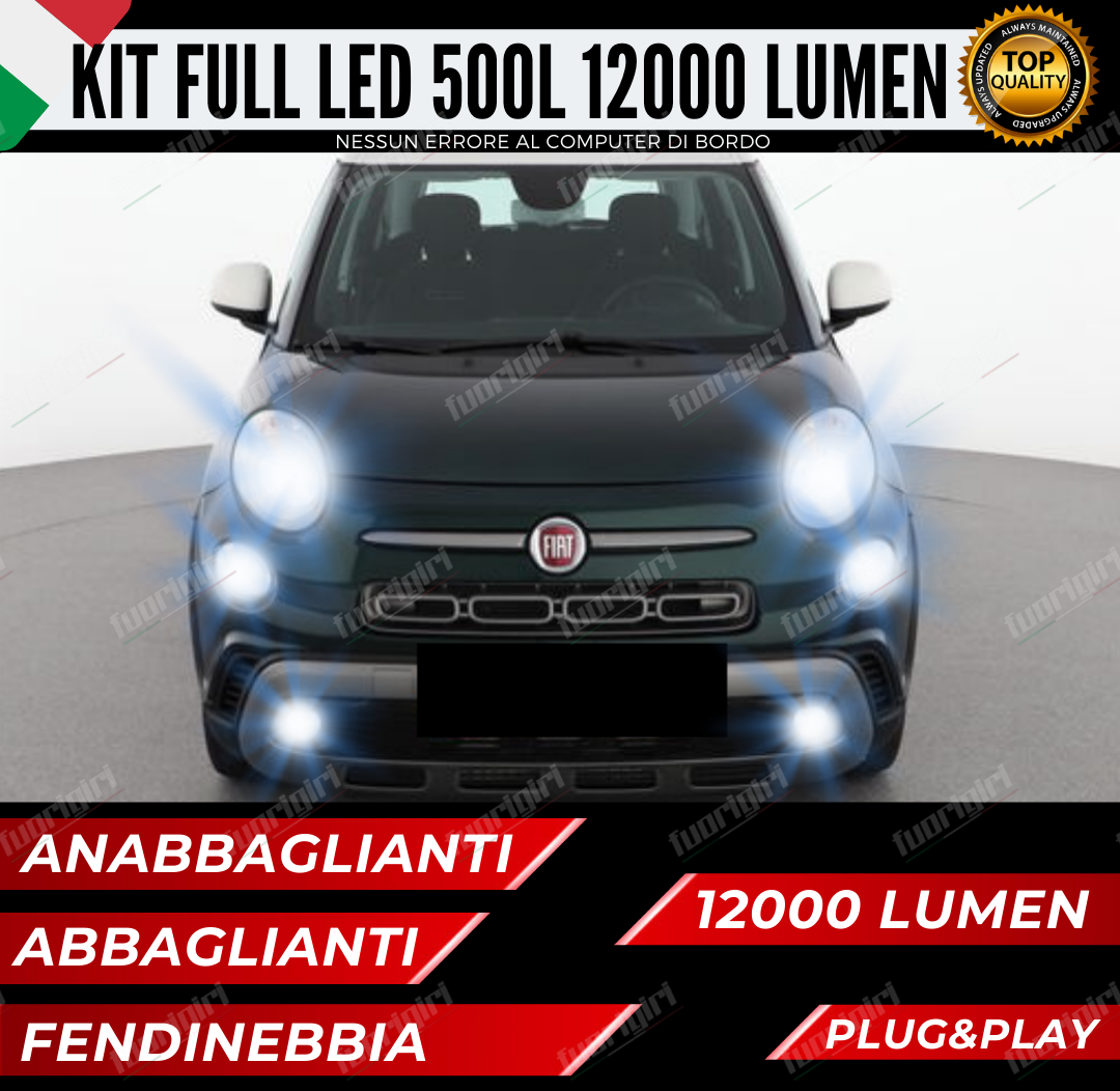 KIT FULL LED FIAT 500L 12000 LUMEN ANABBAGLIANTI + ABB E FENDINEBBIA CANBUS