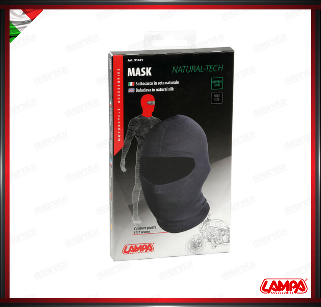 MASK-PLUS SOTTOCASCO IN FIBRA NATURALE DI SETA INVERNO E ESTATE NERO - LAMPA