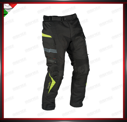 PANTALONI MOTO IN TESSUTO FLUO IMPERMEABILI CON TERMICA ESTRAIBILE PROTEZIONI CE