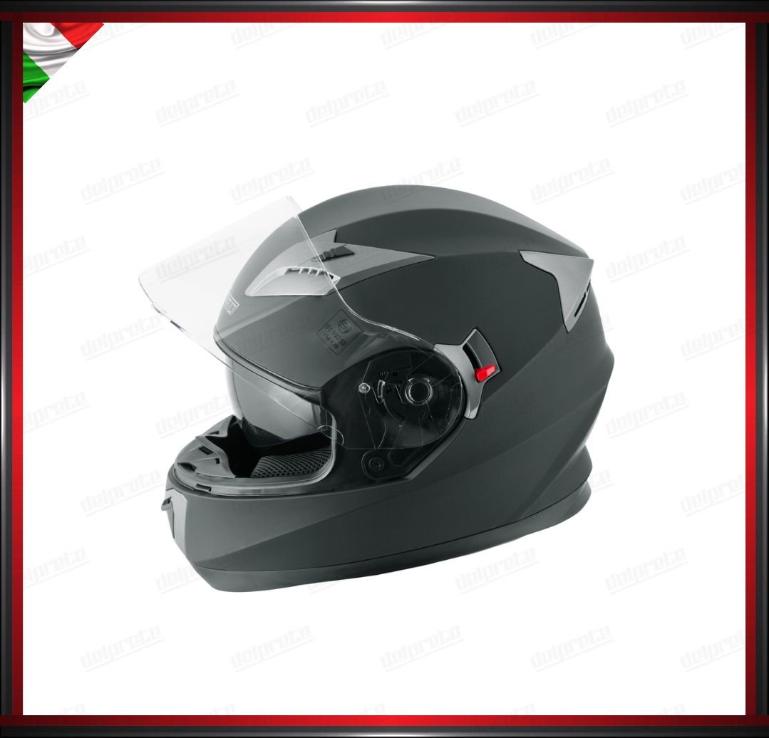 CASCO INTEGRALE NERO OPACO CON VISIERA INTERNA PARASOLE OMOLOGATO ECE 22-05