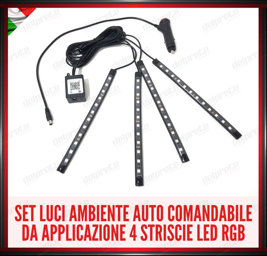 STRISCIA LED VANO PIEDI INTERNI AUTO AMBIENT LIGHT RGB MULTICOLORE COMANDO APP