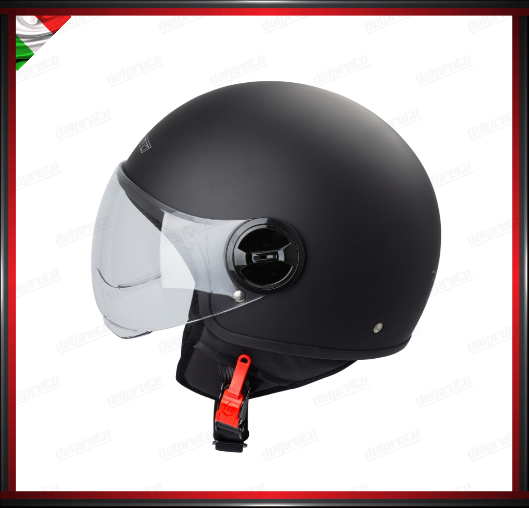 CASCO JET CITY MOTO SCOOTER NERO OPACO VISIERA SAGOMATA OMOLOGATO ECE 22-05