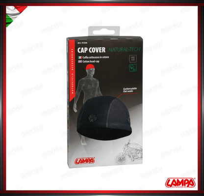 HEAD-CAP CUFFIA SOTTOCASCO IN COTONE TRASPIRANTE CON 5 VELCRI NERO - LAMPA