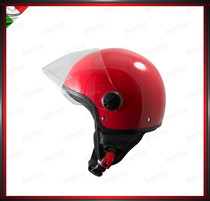 CASCO JET MOTO SCOOTER VISIERA LUNGA ROSSO LUCIDO OMOLOGATO ECE 22-05