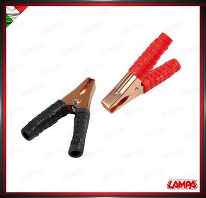 COPPIA PINZE BATTERIA MORSETTI DA - 10 CM 60 A ROSSO E NERO LAMPA