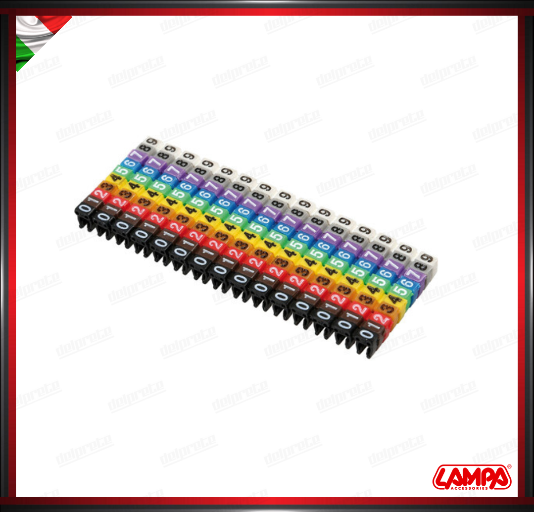 SET 100 PEZZI SEGNACAVI COLORATI LAMPA PER CAVI DA - 1,5 MM DIAMETRO 4MM