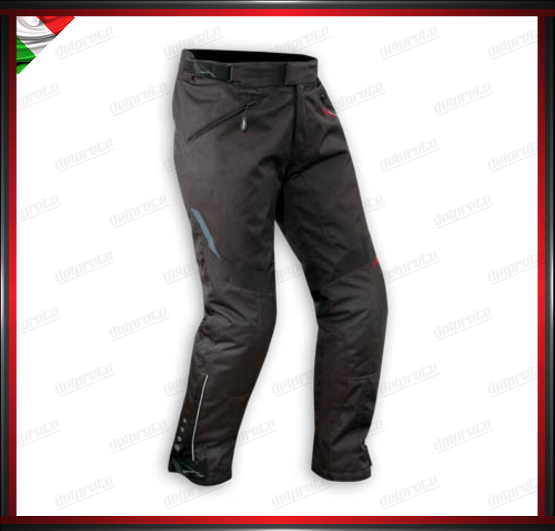 PANTALONI MOTO NERO IN TESSUTO CORDURA IMPERMEABILI TERMICA ESTRAIBILE PROTEZIONI OMOLOGATE CE