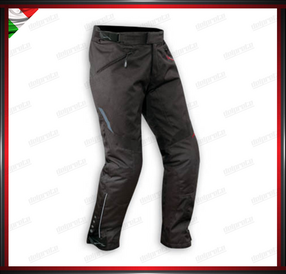 PANTALONI MOTO NERO IN TESSUTO CORDURA IMPERMEABILI TERMICA ESTRAIBILE PROTEZIONI OMOLOGATE CE