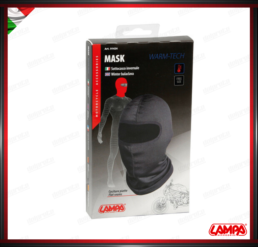 MASK-PRO SOTTOCASCO MOTO TAGLIA UNICA IN MICROFIBRA ELASTICO NERO - LAMPA