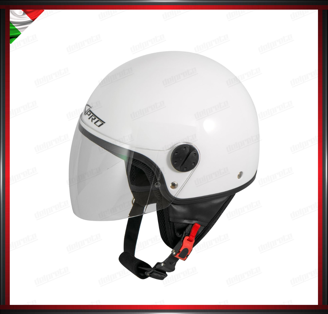 CASCO JET MOTO SCOOTER VISIERA LUNGA BIANCO LUCIDO OMOLOGATO ECE 22-05