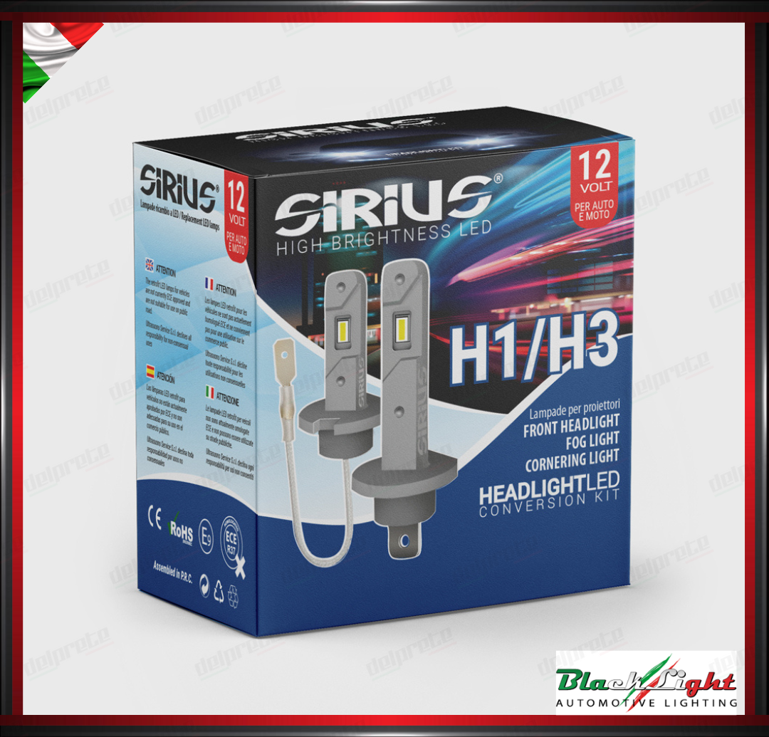 KIT LED H3 SIRIUS CORTA 6300K 3600 LUMEN 12V CHIP 5530 - SERIE XL H3 SHORT