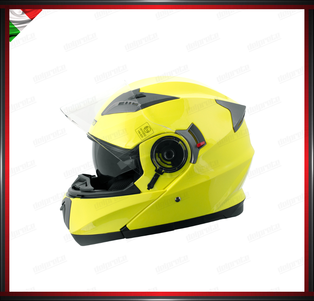 CASCO MODULARE MOTO DOPPIA VISIERA INTERNA PARASOLE FLUO OMOLOGATO ECE 22-05