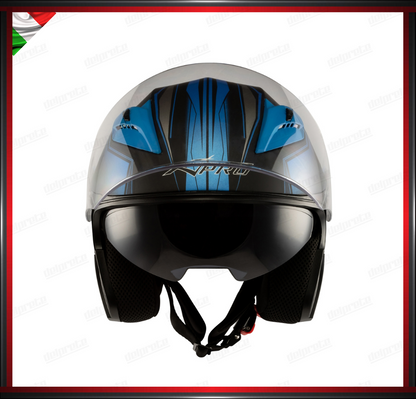 CASCO JET MOTO SCOOTER DOPPIA VISIERA NERO E BLU OPACO OMOLOGATO ECE 22-05