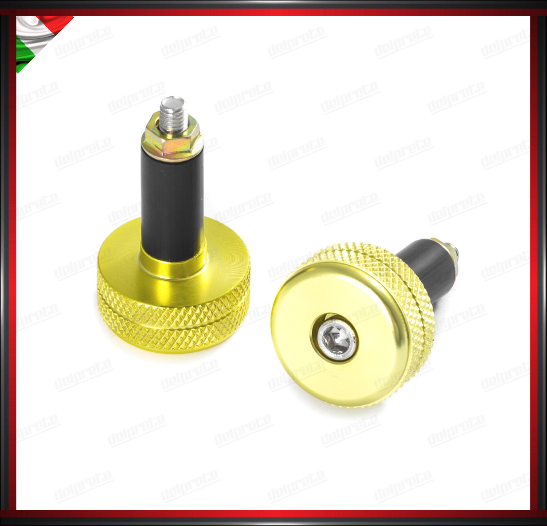 COPPIA CONTRAPPESI MANUBRIO 13MM ORO MOTO SCOOTER STABILIZZATORI BILANCIERI UNIVERSALI ALLUMINIO