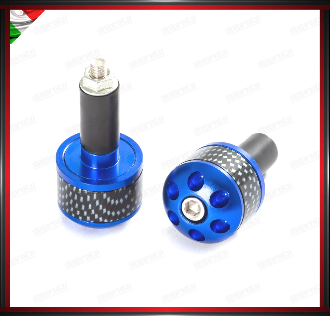 COPPIA CONTRAPPESI MANUBRIO 13MM BLU MOTO SCOOTER STABILIZZATORI BILANCIERI UNIVERSALI ALLUMINIO