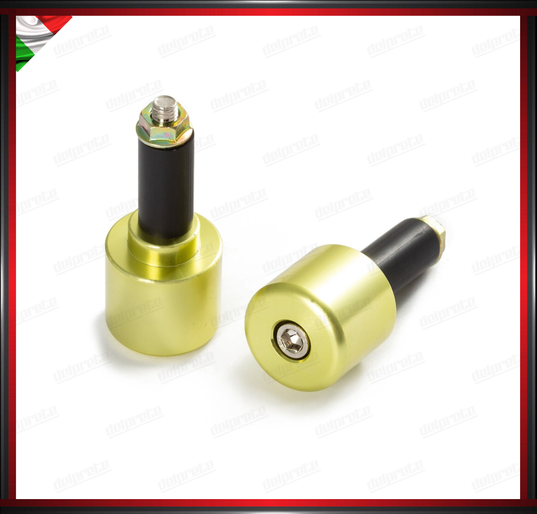 COPPIA CONTRAPPESI MANUBRIO 13MM ORO MOTO SCOOTER STABILIZZATORI BILANCIERI UNIVERSALI ALLUMINIO