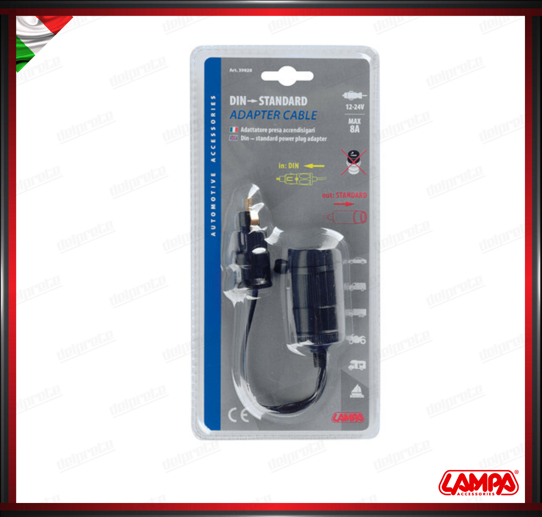 ADATTATORE PRESA DI CORRENTE INGRESSO DIN LAMPA SPINOTTO ACCENDISIGARI - 12/24V