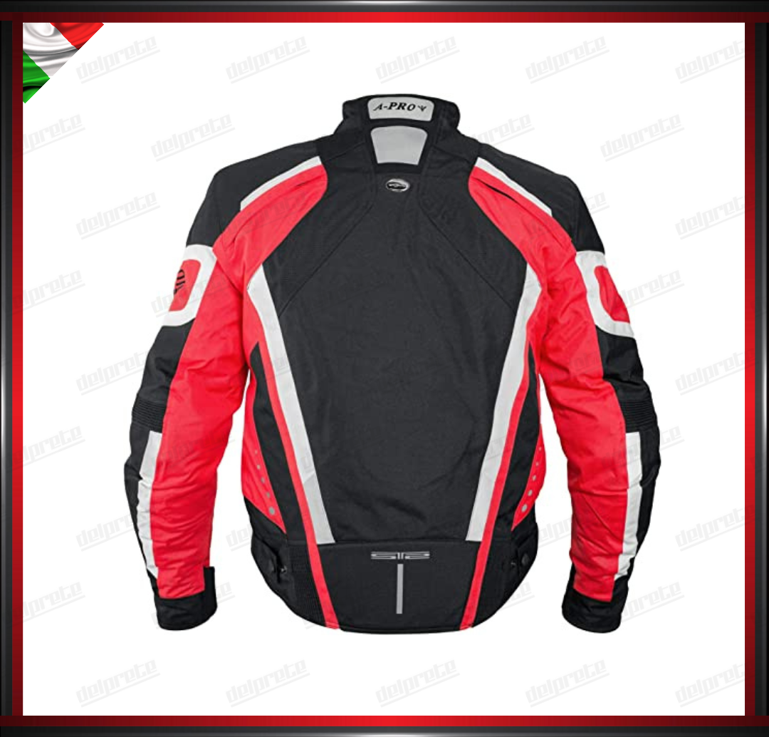 GIACCA MOTO IN TESSUTO CORDURA ROSSO TERMICA E SFODERABILE IMPERMEABILE OMOLOGATO CE