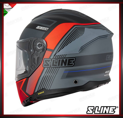 S-LINE - CASCO INTEGRALE S451 REVENGE FIBRA COMPOSITA - NERO ROSSO OPACO