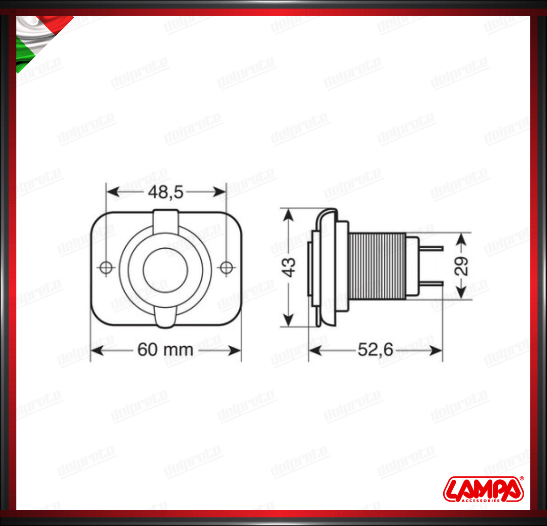 EXT-12 LAMPA DOPPIA PRESA USB TIPO A + USB C AD INCASSO UNIVERSALE - 12/24V