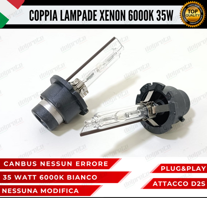 X2 COPPIA LAMPADE D2S XENON FARI BI-XENON LUCE 6000K BIANCO GHIACCIO 35W CANBUS