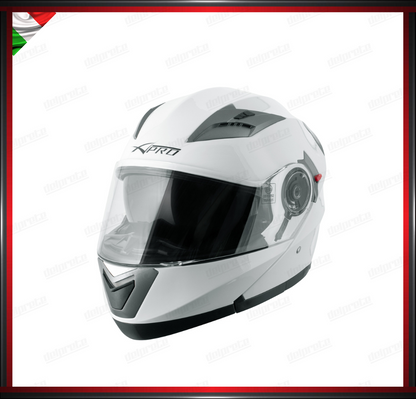 CASCO MODULARE MOTO DOPPIA VISIERA INTERNA PARASOLE BIANCO OMOLOGATO ECE 22-05