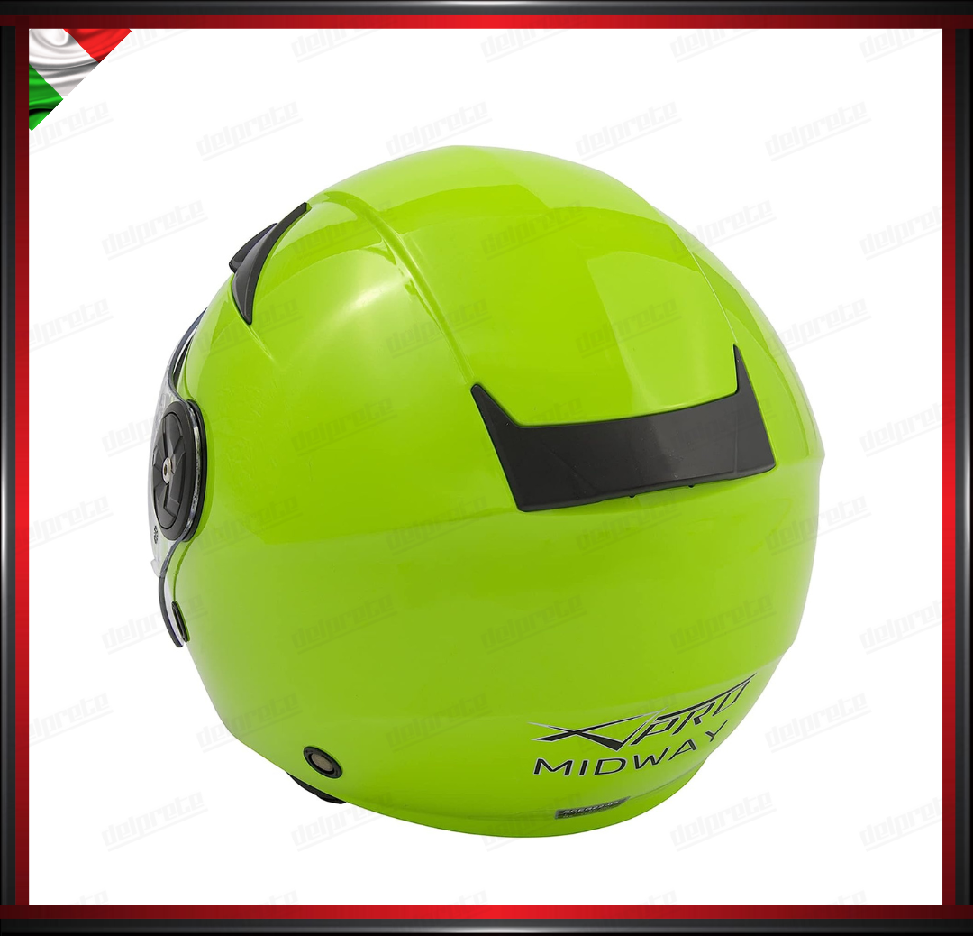 CASCO JET CITY MOTO SCOOTER VERDE CON VISIERA LUNGA OMOLOGATO ECE 22-05