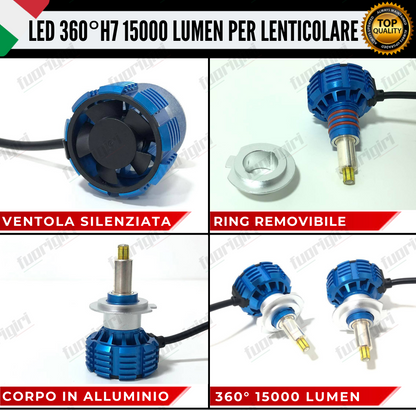 KIT FULL LED H7 360° GRADI PER LENTICOLARI FORD B-MAX B MAX CANBUS 100% NO ERROR (faro lenticolare)