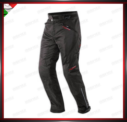 PANTALONI MOTO NERO TESSUTO TECNICO TRAFORATO MESH TRASPIRANTE PROTEZIONI OMOLOGATE CE