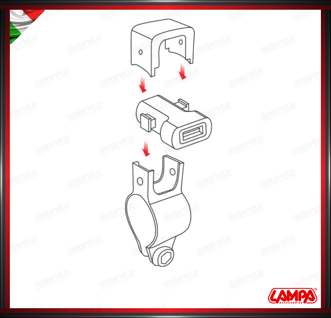 USB-FIX TUBE LAMPA CARICATORE USB MOTO MANUBRIO - 3000 MA ULTRA FAST CHARGE - 12/24V