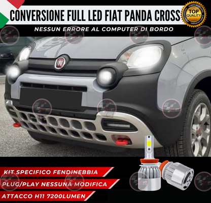 KIT FULL LED H11 6000K CANBUS XENON 7200LM LUMEN FENDINEBBIA FIAT PANDA CROSS