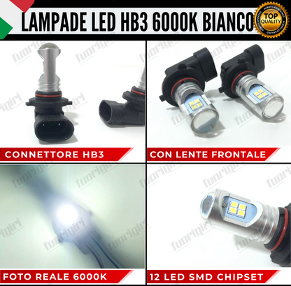 COPPIA LAMPADE HB3 LED BIANCO CREE COB CANBUS 6000K CONSIGLIATE PER FENDINEBBIA