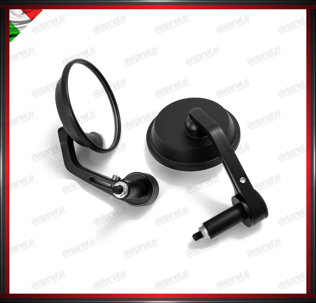 SPECCHIETTI MOTO NAKED PER MANUBRIO BAR END CAFE RACER REGOLABILI NERO DX + SX