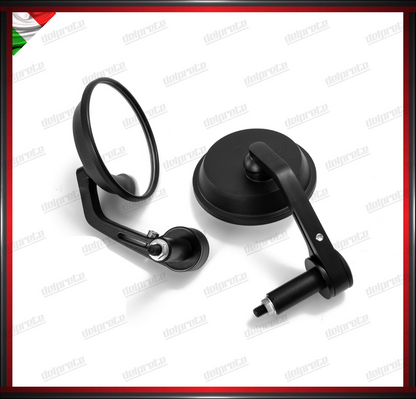 SPECCHIETTI MOTO NAKED PER MANUBRIO BAR END CAFE RACER REGOLABILI NERO DX + SX