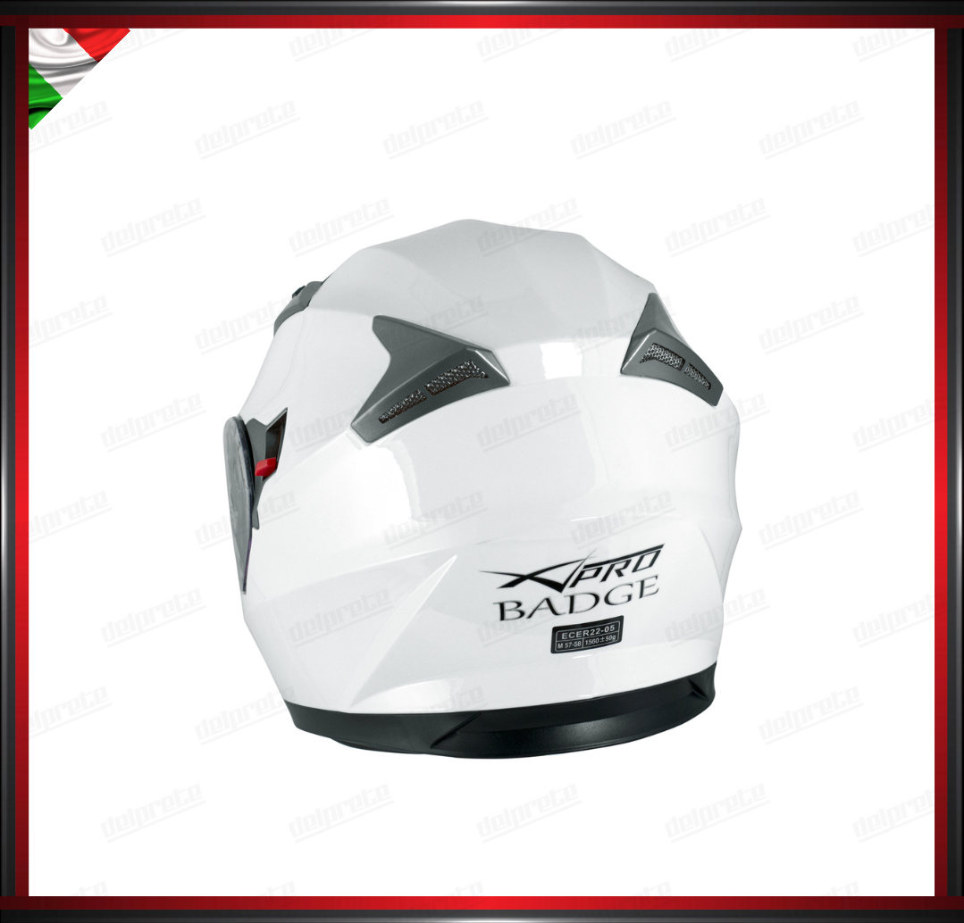 CASCO INTEGRALE BIANCO CON VISIERA INTERNA PARASOLE OMOLOGATO ECE 22-05