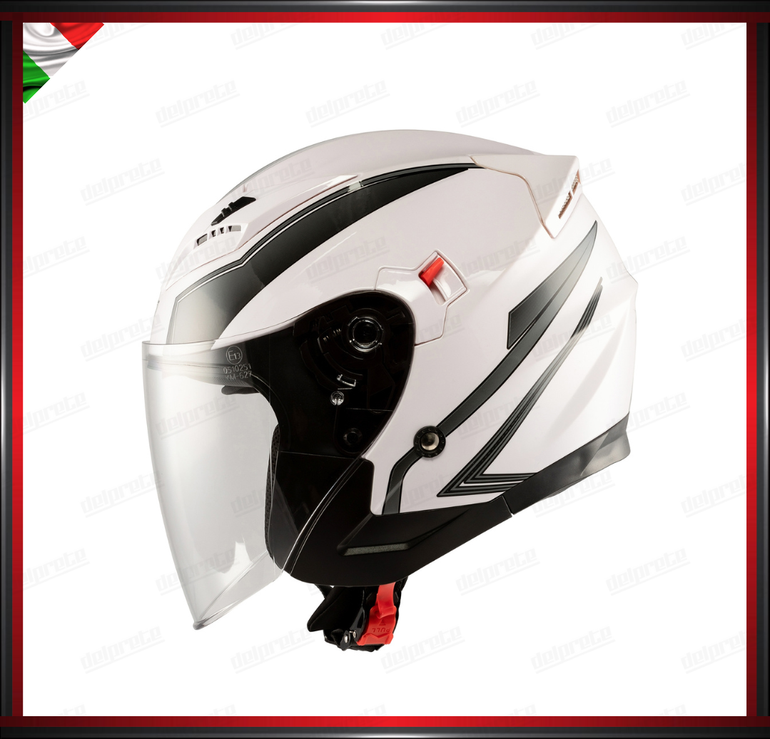 CASCO JET MOTO SCOOTER DOPPIA VISIERA BIANCO E GRIGIO SILVER LUCIDO OMOLOGATO ECE 22-05