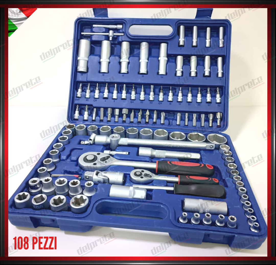 VALIGIETTA VALIGIA PORTA ATTREZZI 108 PEZZI SET CHIAVI CRICCHETTO BUSSOLA TORX