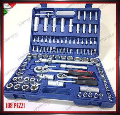 VALIGIETTA VALIGIA PORTA ATTREZZI 108 PEZZI SET CHIAVI CRICCHETTO BUSSOLA TORX