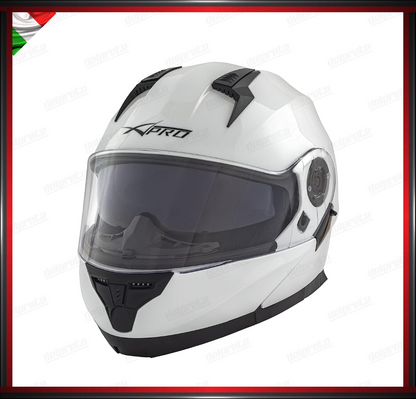 CASCO MODULARE BIANCO APRIBILE MOTO CON VISIERA PARASOLE OMOLOGATO ECE 22-05