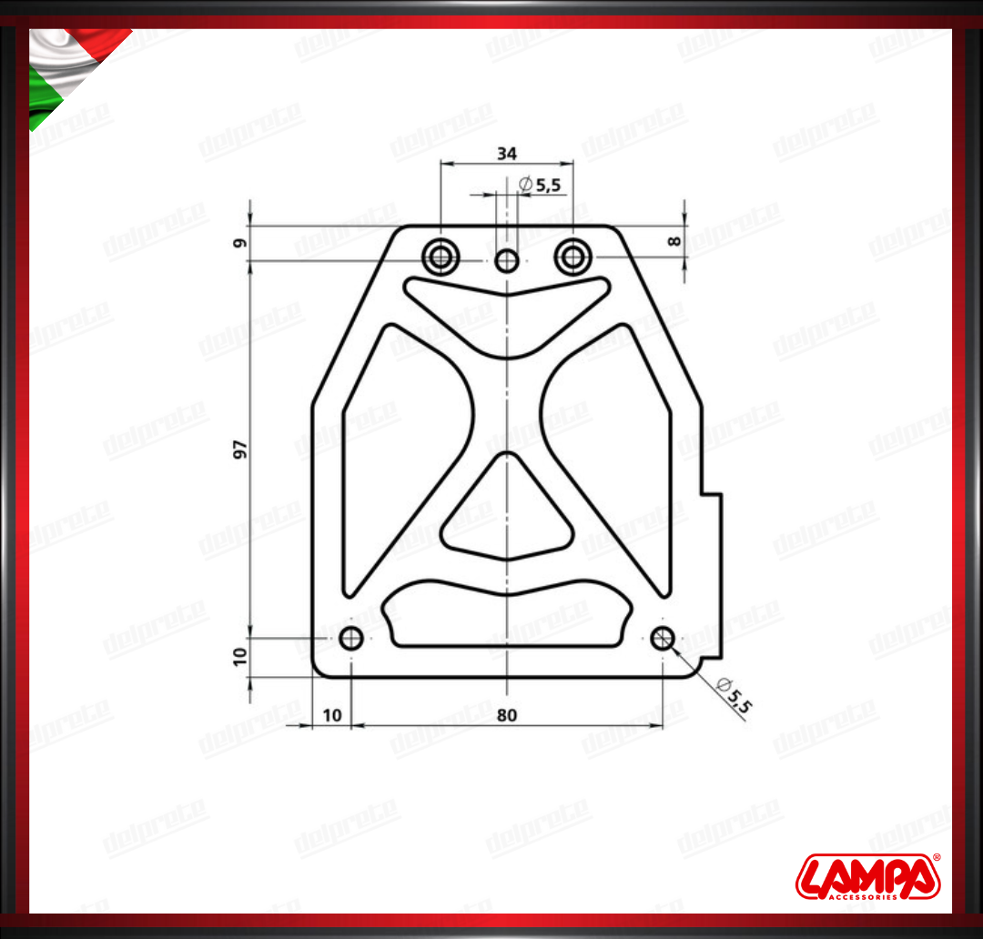 NAXON PORTATARGA LAMPA LATERALE PER CICLOMOTORI SCOOTER UNIVERSALE SUL CARTER 60 GRAMMI