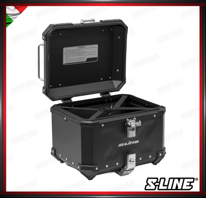 S-LINE - TOP CASE 37 LITRI IN ALLUMINIO COLORE NERO CON PIASTRA