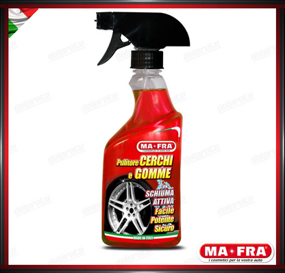 MAFRA - PULITORE CERCHI E GOMME CON SCHIUMA ATTIVA GRASSA PULISCE SPORCO 500ML