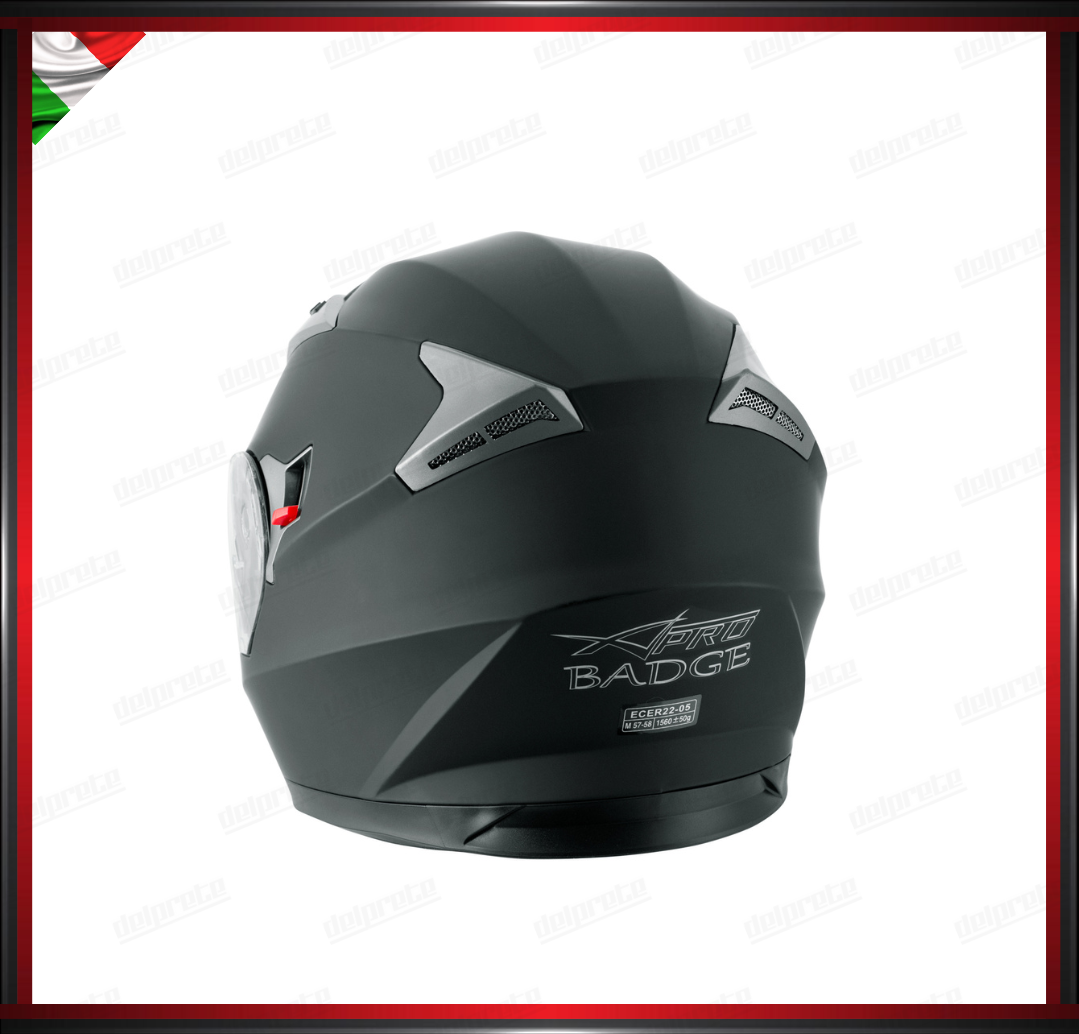 CASCO INTEGRALE NERO OPACO CON VISIERA INTERNA PARASOLE OMOLOGATO ECE 22-05