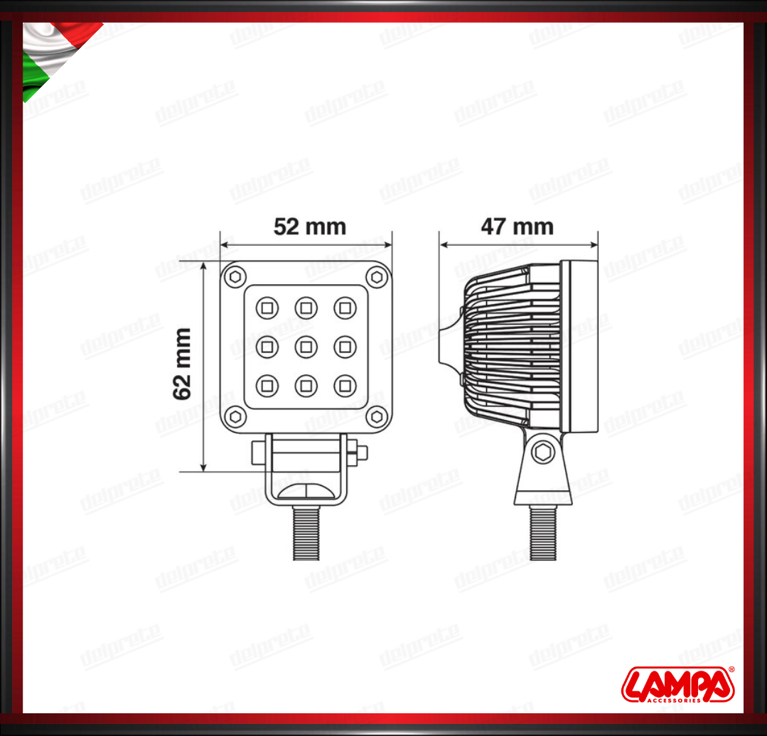 WL-18 LAMPA FARETTO FARO AUSILIARIO 9 LED BIANCO 6000K IMPERMEABILE UNIVERSALE