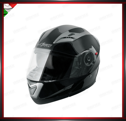 CASCO MODULARE MOTO DOPPIA VISIERA INTERNA PARASOLE NERO LUCIDO OMOLOGATO ECE 22-05